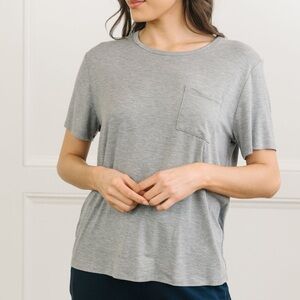 Cozy Earth Women’s Gray Pocket Lounge Tee XXL Clean Girl Athleisure Minimalist